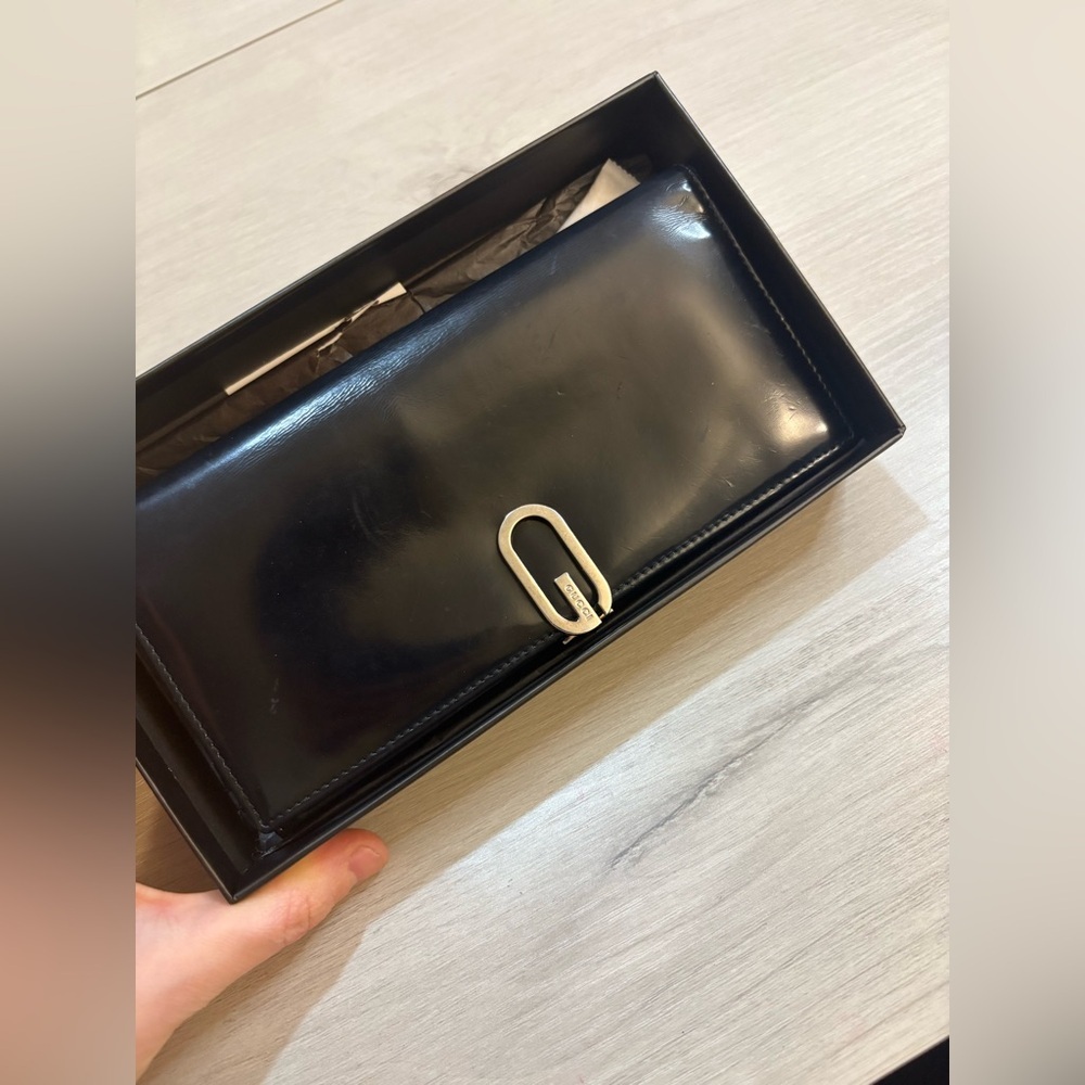 🖤 Gucci Black Patent Leather Long Wallet / Continental Wallet in Box - Picture 6 of 17